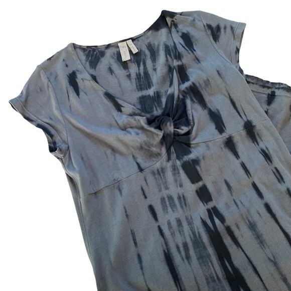 Sahalie Tie Dye Twist Knot Empire Waist Tee Dress Short Sleeve Stretch Soft Knit - Picture 13 of 13